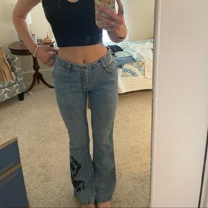 Low rise boot cut jeans